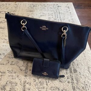 Navy Coach Purse and matching wallet